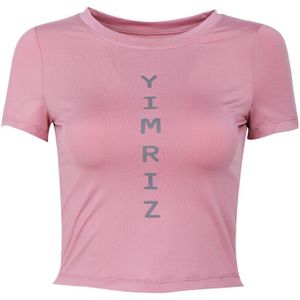 Brief Print Gym Fitness Crop Top Vrouwen Mode Naadloze Yoga Shirts Hoge Elastische Ademend Korte Mouwen Vrouwelijke Sportkleding