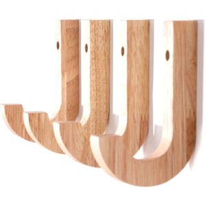 4Pcs Massief Houten Kapstok, Dragende 10Kg, eenvoudige Moderne Muur Opknoping Haak Houten Hanger Thuis Decoraties