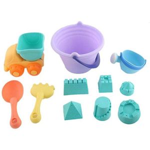 11Pcs Zomer Kinderen Zachte Rubber Strand Speelgoed Auto Play Zand Hulpmiddel Schop Kind Zand Kasteel Diy Kinderen Strand Emmer