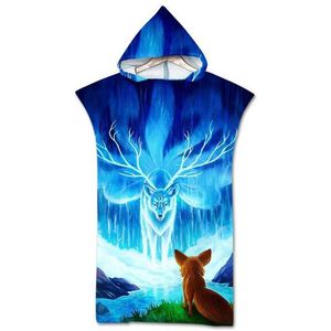 Bad Strand Handdoek Met Kap Microfiber Hooded Gewaad Handdoek Poncho Zwemmen Strand Surfen Vrouw Badjas Beachwear