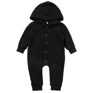 Helen115 Casual Pasgeboren Baby Kids Jongen Meisje Volledige Mouw Zwart Katoen Hoddie Bodysuit 0-24 M