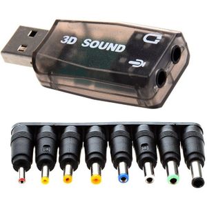 Direct Externe 5.1 Usb 3D O Geluidskaart Adapter Met 8 Sets Universele Jack Dc Power Plug Converter