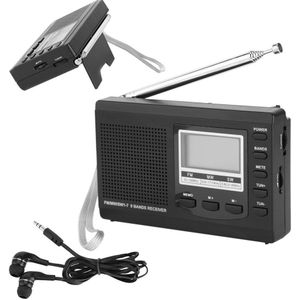 Draagbare Mini Stereo Radio Fm/Mw/Sw Ontvanger W/Digitale Wekker Fm Radio Ontvanger Muziekspeler luidspreker Voor Outdoor