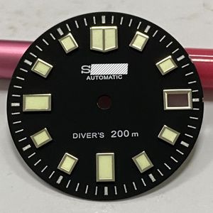 Horloge Onderdelen 28.5Mm Zwart Steriele Wijzerplaat Abalone 6015 Lichtgevende Wijzerplaat C3 Lichtgevende Geschikt Voor NH35A Automatische Beweging