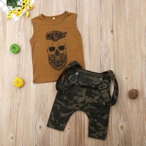 Pudcoco Peuter Jongen Kleding Camouflage Baby Print Vest Top T-shirt + Overalls Casual Lange Broek Set Baby Kid Kleding