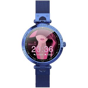 AK22 Smart Horloge Vrouwen IP68 Waterdichte Volledige Cirkel Dial Touch Screen Hartslag Bloeddrukmeter Smartwatch Meisje Dame