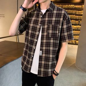 Branded Herenkleding Plaid Shirt Lente Zomer Mannen Casual Shirts Korte Mouwen Mannelijke Check Shirts Voor Mannen koreaanse Shirt