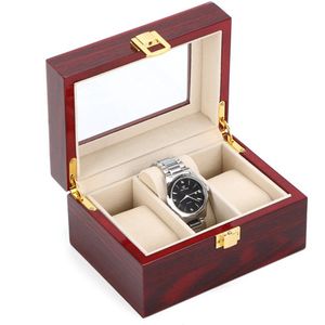 Hout Horloge Display Dozen Case Licht Rood Horloge Organizer Mechanlcal Horloge Opbergdoos Sieraden Opslag Houder