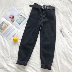 Neploe Bf Koreaanse Hoge Taille Jeans Vrouwen Effen Riem Harembroek Losse Casual High Street Denim Broek Pantalon Femme 90231