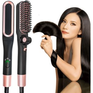Professionele Rechttrekken Kam Opvouwbare Haar Elektrische Strainghtener Borstel 2-In-1 Anti Verbranden Men&#39;s Baard Strainghtener Borstel