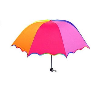 Kinderen Regenboog Paraplu Kids Kleurrijke Parasol Vouwen kinderen Kleine Paraplu Regen Parapluie Guarda-chuva Paraguas