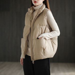 2022 Ultra Light White Duck Down Vest Vrouwen Winddicht Lichtgewicht Gilet Vrouwelijke Warm Stand Kraag Vest Mouwloos