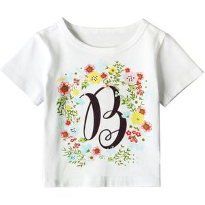 Aangekomen Zomer Kids T-shirt 100% Katoen Bloemenprint Korte Mouwen Jongens Meisjes Baby T-shirt