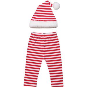 XMAS Pasgeboren Baby Meisjes Jongens Santa Hoed + Plaid Gestreepte Broek Outfits Set Foto Props Kostuum Kid Broek