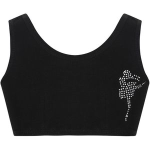 TiaoBug Kids Puberteit Groeiende Jonge Meisjes Basic Zachte Katoenen Ballerina Steentjes Sport Dancewear Bra Ballet Gymnastiek Crop Top