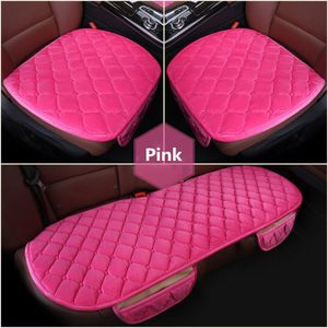3 Stks/set Auto Levert Vierkante Stijl Luxe Warme Auto Seat Cover Kussen Winter Universele Front Back Stoelhoezen Auto Stoel pad