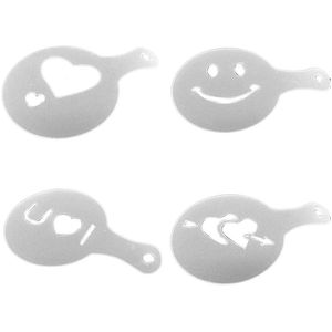 Cappuccino Mold Fancy Koffie Print Model Schuim Spuiten Taart Stencils Voor Poedersuiker Chocolade Cacao Koffie Accessoires Barista