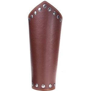 1 Pcs Vintage Pu Faux Leather Brede Bracer Trekkoord Arm Armor Manchet Cross Bruin/Zwart Punk Stijl Voor Mannen beschermende Arm Guard