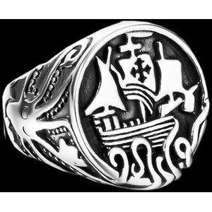 Viking Drakkar Kraken Noorse Zee Octopus Inktvis Tentakel Rvs Vintage Ring Party OSR498