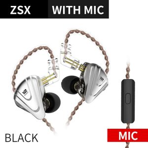 Kz Zsx Metal Koptelefoon 5BA + 1DD Hybride Technologie 12 Driver Hifi Bass Oordopjes In Ear Monitor Hoofdtelefoon Noise Cancelling headset