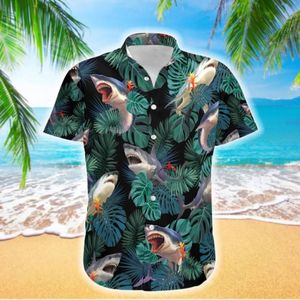 Zomer Strand Korte Mouwen Liefde Shark Hawaiian 3D Gedrukt Hawaii Shirt Mens Harajuku Casual Shirt
