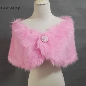 Ivoor Zwart Wit Roze Faux Fur Bruiloft Sjaal Bridal Wrap Bruid Schouderophalen Bruidsmeisje Cape Stole In Voorraad