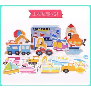 Voertuig/Fruit/Dier Set Paar Puzzel Educatief Baby Speelgoed Ijzeren Doos Zuigeling Vroege Hoofd Start Training Puzzel cognitieve Kaart