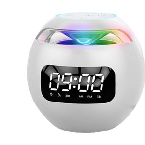 Digitale Wekker Bluetooth-Compatibel 5.0 Speaker Music Player Draadloze Bolvorm Klok Luidspreker Met Fm-functie