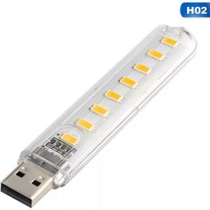 Draagbare Mini Usb Led Nachtlampje 8 Led Camping Lamp Voor Reading Lamp Laptops Computer Notebook Mobiele Oplader Warm wit