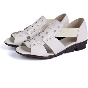 Zomer Zachte Zool Hollow Out Peep Toe Dames Sandalen Comfortabele Mode Wit Zwart Platte Sandalen Gladiator Zapatos Mujer