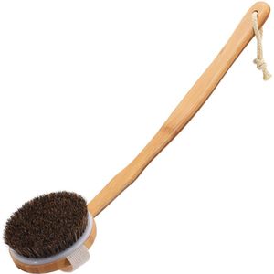 Natuurlijke Paardenhaar Bad Borstel Afneembare Handvat Ronde Exfoliërende Borstel Exfoliërende Body Borstel Voor Mannen En Vrouwen