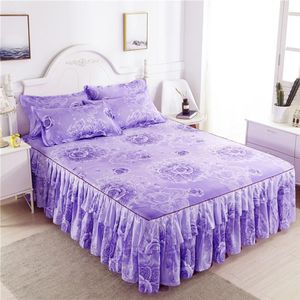 Mode Nordic Romantische Bloem Patroon Polyester Verstoorde Spreien Bed Rok Queen Bed Covers Beddengoed Vel Thuis Room Decor