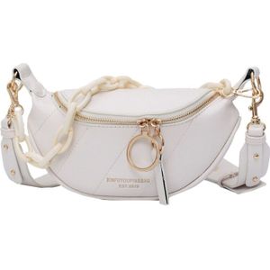 Schoudertas Vrouwen Banana Pouch Mode Effen Kleur Pu Leer Borst Tas Dames Vrouwelijke Kleine Taille-Bag Zwart witte Riem Tas