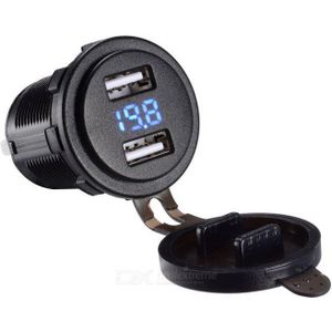4.2A Dual Port Usb Lader Met Voltmeter 12-24V Blauw Rood Groen Led Digitale Display Universele Voor Auto boot Motorfiets