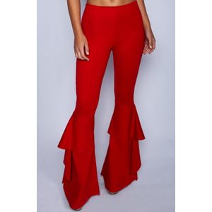 Chic Vintage Ruches Broek Vrouwen Hoge Taille Hippie Slanke Gypsy Bell Bottom Broek Vrouwelijke Flare Palazzo Mode Streetwear