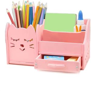 Kawaii Roze Pennenhouder Potlood Opbergdoos Voor Kids School Kantoorbenodigdheden Pennen Borstel Stand Opbergdoos Make Up doos