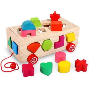 Houten Bijpassende Auto Nummer Vorm Brief Memory Match Game Fun Puzzel Bordspel Educatief Kleur Cognitieve Geometrische Vorm Speelgoed