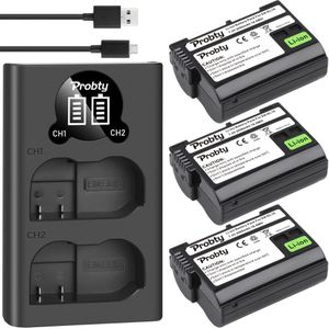 2500 Mah EN-EL15 En EL15 EL15A Batterij + Led Usb Charger Poort Voor Nikon D500 D600 D610 D750 D7000 D800 d850 D810