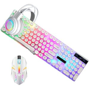 4 In 1 Toetsenborden Gaming Mouse &amp; Rgb Hoofdtelefoon Bedraad Mechanische Toetsenbord Muis Headset Kit Voor Laptop Computer