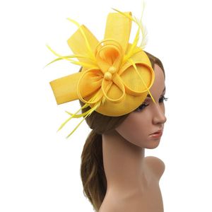 Vrouwen Dames Solid Handgemaakte Tovenaar Feather Mini Top Hat Haar Clip Bruid Wedding Party Cap