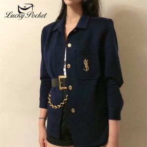 Vrouwen Lente Herfst Blauw Slim Katoen Sl Borduren Jas Dames Engeland Stijl Bovenkleding Vrouwelijke Ongedwongen Jas ZM137