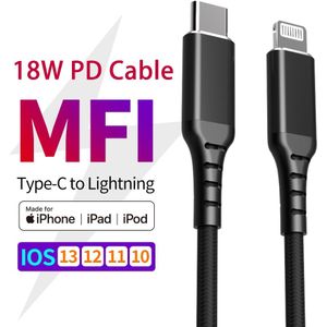 Mfi Gecertificeerd Usb Type C Bliksem Pd 18W Charge Kabel Voor Iphone SE2 11 Pro X Xs 8