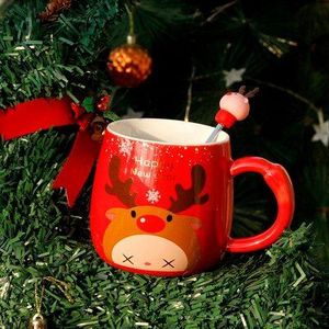 350Ml Kerst Elanden Mokken Keramische Mok Koffie Met Deksel Lepel Melk Cups Creatieve Paar Water Cup Kinderen Jaar xmas Thuis