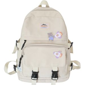 Student Meisje Kawaii Badge Rugzak Gesp Mode Boek Schooltas Vrouwen Nylon Waterdichte Rugzak Schattige Vrouwelijke College Tas Dames