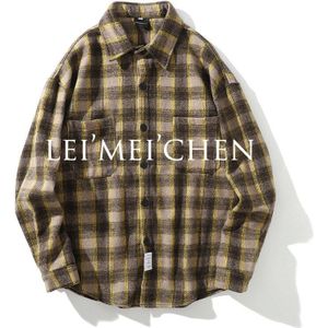 Leimeichen Casual Mannen Shirt Lange Mouw Herfst Winter Dikke Plaid Flanel Shirts Heren Van Vrouwen Vintage Japanse Streetwear RF617