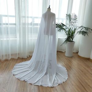 Rode Bruids Elegante Cape gratis grootte Chiffon Mantel wedding sjaals vrouwen formele boleros Real Goedkope 2 m lengte DJ048