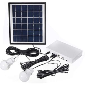 Zonnepaneel Generator Verlichting Kit Usb Solar Charger Met 2 Led Lamp Noodverlichting + 5V 1.5A Uitgang telefoon Oplader
