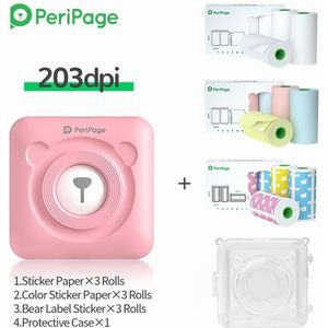 Mini Printer Label Printer 203Dpi Foto Foto Ontvangst Bluetooth Draadloze A6 Peripage Sticker Printer Draagbare Thermische Printer