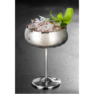 Rvs Brede Schotel Cocktail Glas Creatieve Metalen Cocktail Bar Restaurant Champagne Cup Beker 450Ml Bar Levert