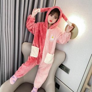 Winter Flanel Nachtkleding Voor Meisjes Kinderen Lange Mouwen Verdikte Warm Een Stuk Pyjama Kids Teens Weekend Leisure Kleding